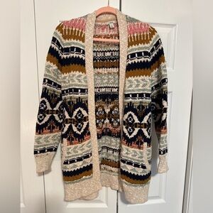 L.L. Bean Heavy Knit Patterned Long Cardigan